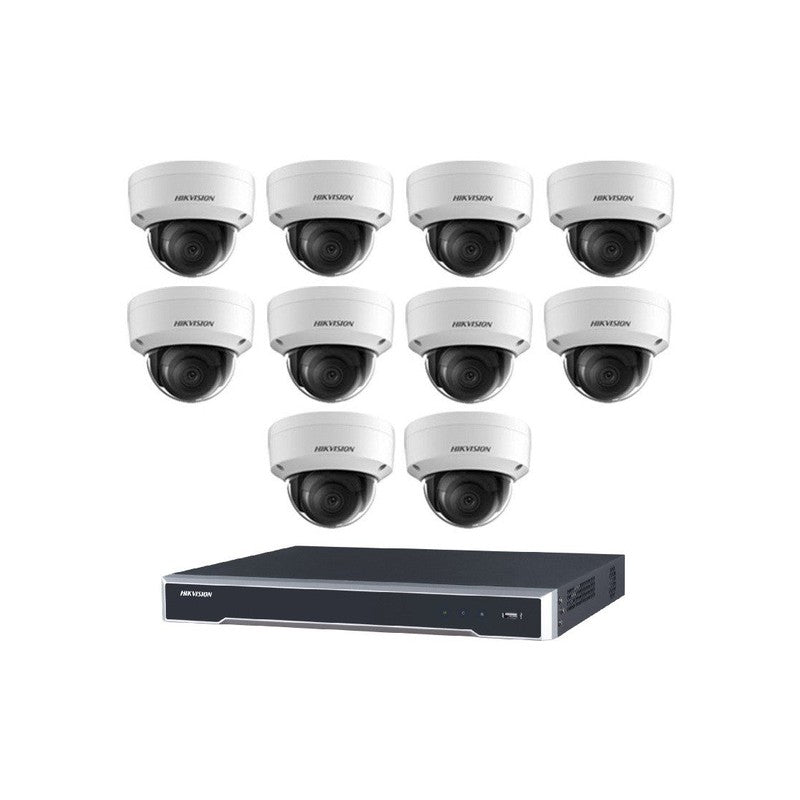 Hikvision 10 Camera 6MP Acusense Security Kit With 16ch 16 POE 8k Nvr, 10x Fixed Turret Cameras, Built-in Microphone, No HDD Included