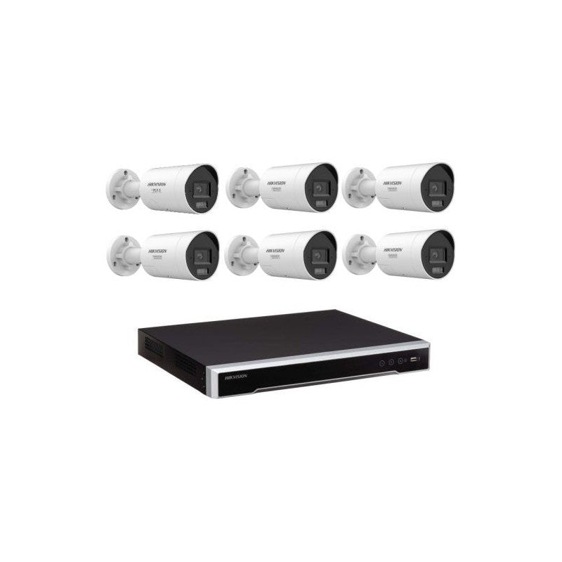 Hikvision 6 Camera 8MP Acusense Security Kit With 8ch 8 POE 8k Nvr, 6x Fixed Bullet Cameras, 2-way Audio, Active Strobe Light, 4tb HDD Included