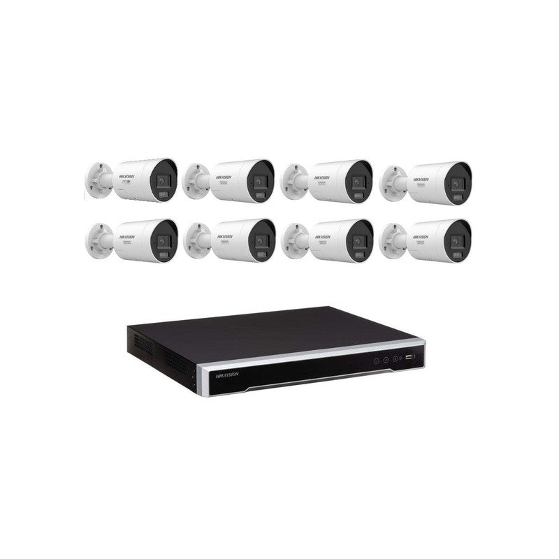 Hikvision 8 Camera Kit With 8ch POE 8k Nvr, 8x 6MP Colorvu Mini Bullet Cameras, 4tb HDD Included