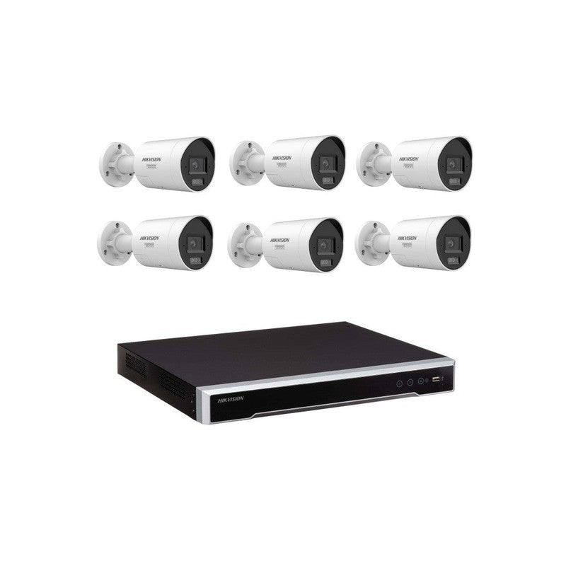 Hikvision 6 Camera 6MP Smart Hybrid Light Security Kit 8 Channel 8 POE Nvr, No HDD