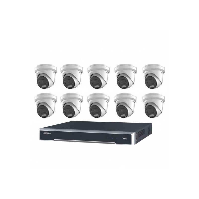 Hikvision 6MP 16ch CCTV Kit: 10x Liveguard Acusense Cameras With Strobe, Audio, Smart Light + 16ch POE NVR