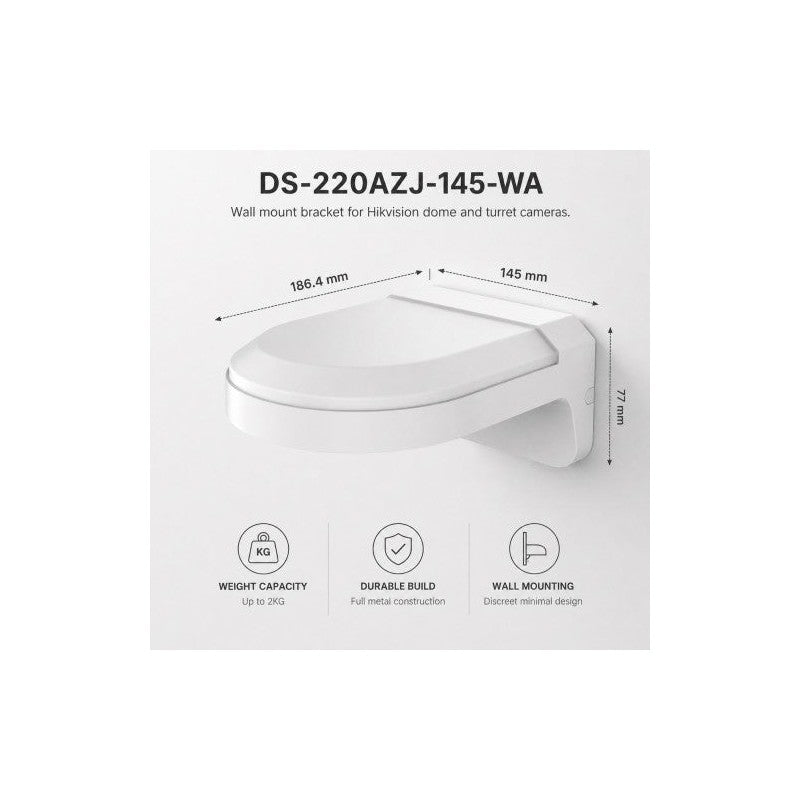 Hikvision Ds-220azj-145-wa Metal Wall Mount Bracket – White CCTV Camera Mount For Dome & Turret Cameras