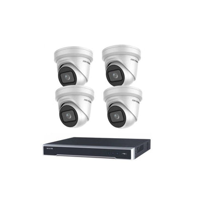 Hikvision 8MP 4ch Hikvision CCTV Camera Kit: 4 X Outdoor Acusense Motorised Vf Turret + 8ch NVR