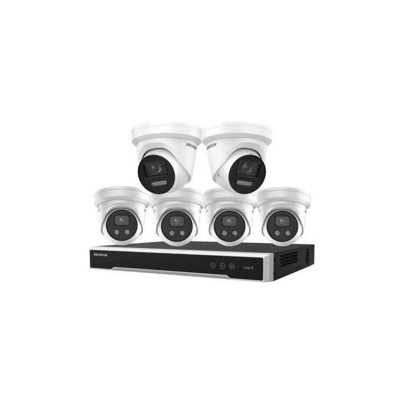 Hikvision 8mp/6mp 8ch CCTV Kit: 2 Colorvu 2387g3 Turrets + 4 2366g2h Turrets + 8ch 8k POE NVR
