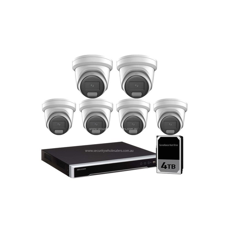 Hikvision 6 X 8MP Acusense Hybrid Cameras + 8 Channel NVR 4tb 8k NVR Bundle