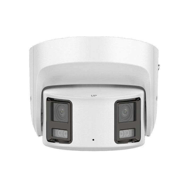 Hikvision Ds-2cd2387g2p-lsu/sl-blk 8MP Colorvu Turret 4mm Dual Head Strobe + Speaker Network Camera Panoramic Black