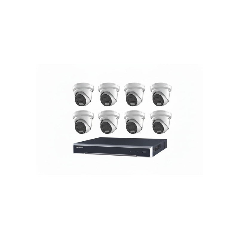 Hikvision 6MP 8ch CCTV Kit: 8 Outdoor Turret Cameras With Acusense + 8ch POE NVR 4tb