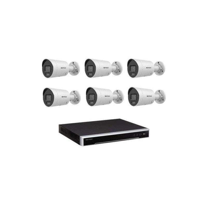 Hikvision 6MP Acusense CCTV Kit – 6x Mini Bullet Cameras + 8ch POE NVR No HDD