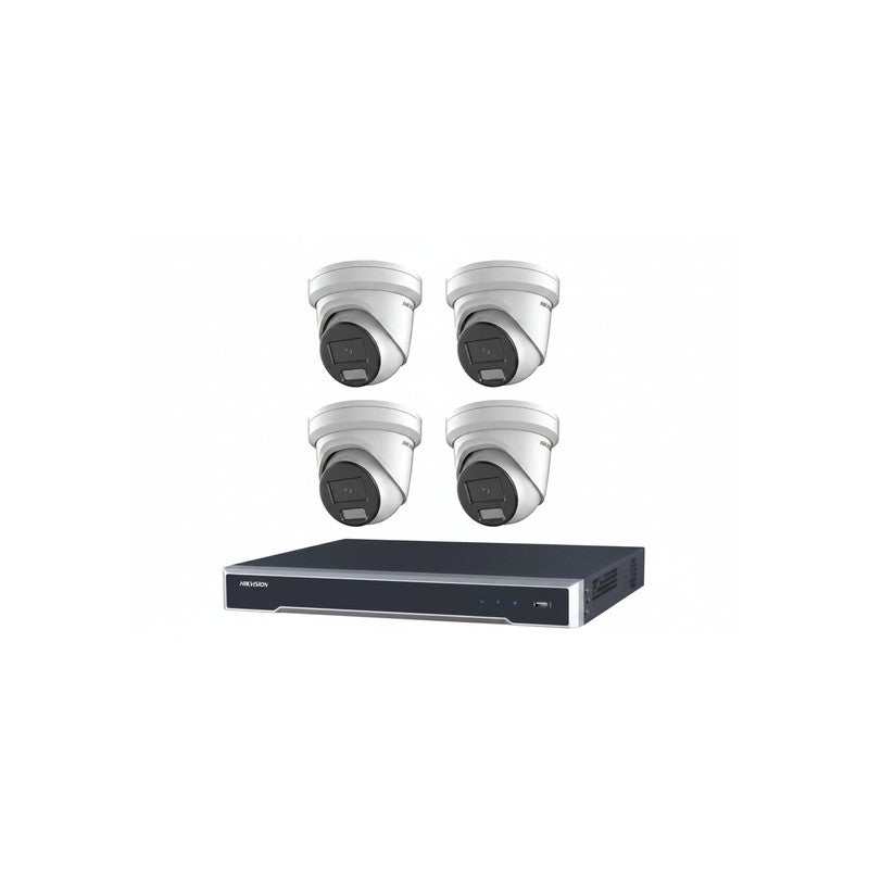 Hikvision 6MP 4ch CCTV Kit: 4x Liveguard Acusense Cameras With Strobe, Audio, Smart Light + 4ch POE NVR Without HDD