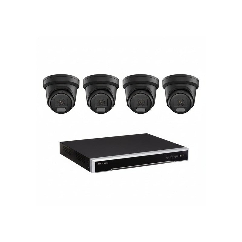 Hikvision 4 X 8MP Cameras + 4ch NVR CCTV Kit: 4 Acusense Turret Cameras + 4ch 4K NVR