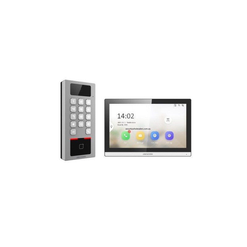 Hikvision Ds-k1t502dbwx-c Access Control Terminal Keypad With Camera & Intercom Monitor Bundle