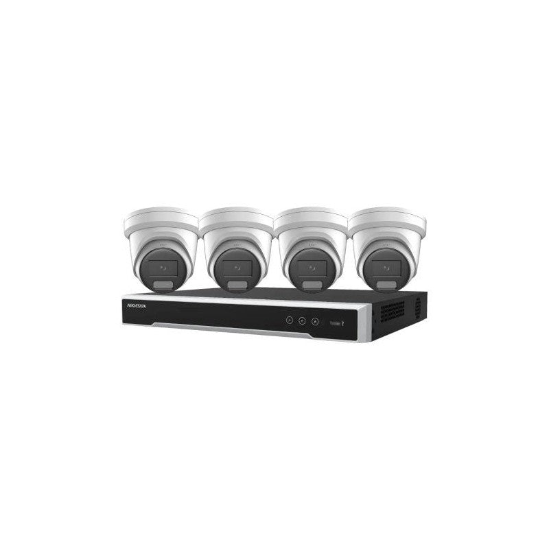 Hikvision 4 X 8MP Colorvu Hybrid 2387g2h Cameras + 8ch 4K NVR (no Hdd) Bundle: Strobe Light, Two-way Audio, Alarm Cameras & 8 Channel NVR CCTV Kit