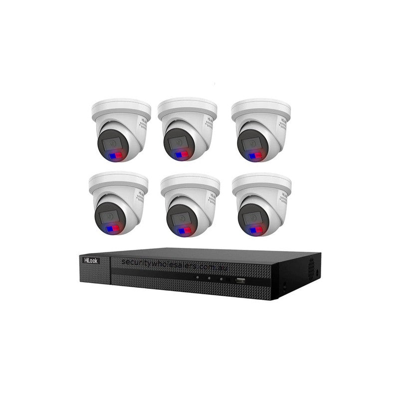 Hikvision Hilook Hikvision 6MP Acusense 8ch CCTV Kit With 6 All-in-one Colour Deterrence Cameras Ipc-t269-mu/sl