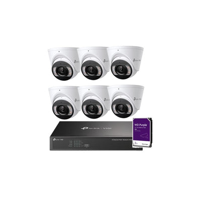 Tp-link 6 X 8MP CCTV Kit: 6 X IP Turret Cameras (full-colour Speaker / Mic / Light) + 8ch NVR 2tb
