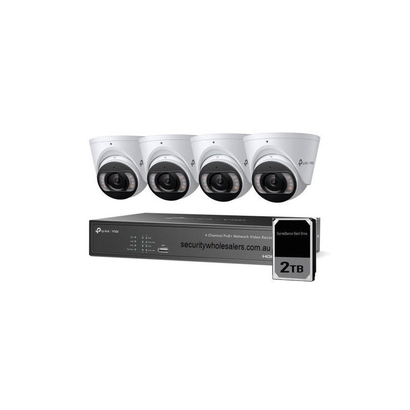 Tp-link Vigi Nk4p-t4425-2t 4‑channel Poe+ NVR Kit 4× 4 Mp Turret Cameras + 2tb HDD Installed