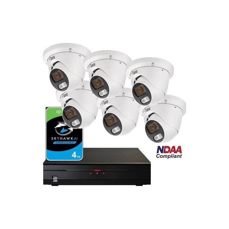Idis 16ch NVR + 6 X 5MP Turret Cameras Kit, Idis-lite-cam-nvr-kit-3 Special Offer