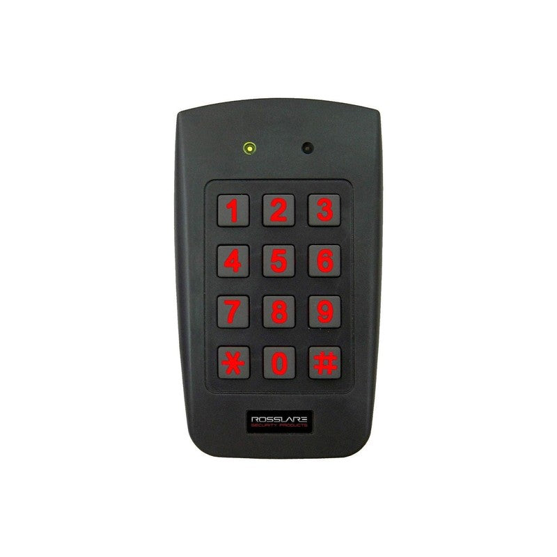 Rosslare Standalone Keypad With Prox 4x3 Standard Em Black Detection Gap 75mm 1x Dpdt Output 2 Input (dry) Plastic Wall Mount Ip65 125khz 12-24vdc/ 16-24vac