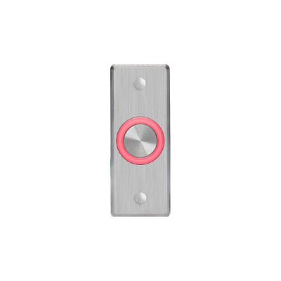 Rosslare Push Button Silver Illuminated Ring On Curved Edge Slim/ Mullion Stainless Steel Plate With No Text Ip65 Double Pole/double Throw (dp/dt) 10-24vdc Momentary