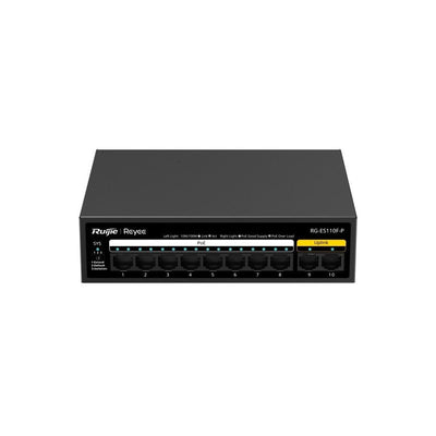 Ruijie Reyee Rg-es110f-p 10-port 10/100mbps Unmanaged POE Switch With 8 Poe+ Ports, 110w POE Budget, 250m CCTV Transmission
