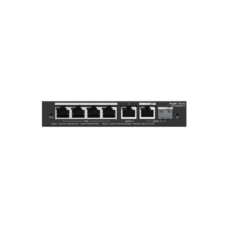 Ruijie Reyee Rg-es206gs-p 6-port Gigabit Smart Cloud Managed POE Switch With 4 Poe+ Ports, 1 Combo Port, 54w POE Budget