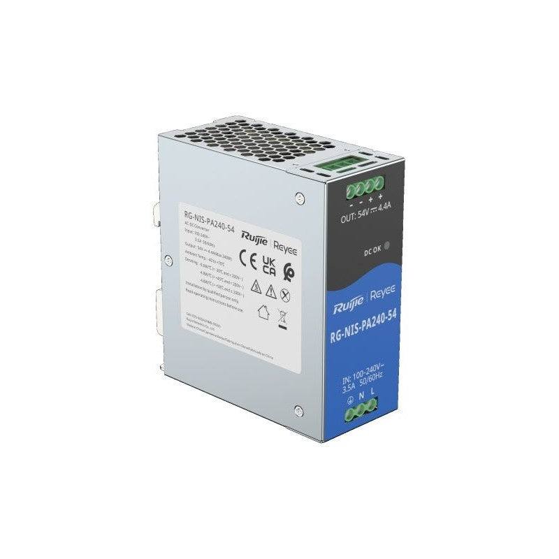 Ruijie Reyee Rg-nis-pa240-54 240w Industrial Power Adapter With 54v DC Output, Din-rail Installation, Rg-nis Switch Compatibility