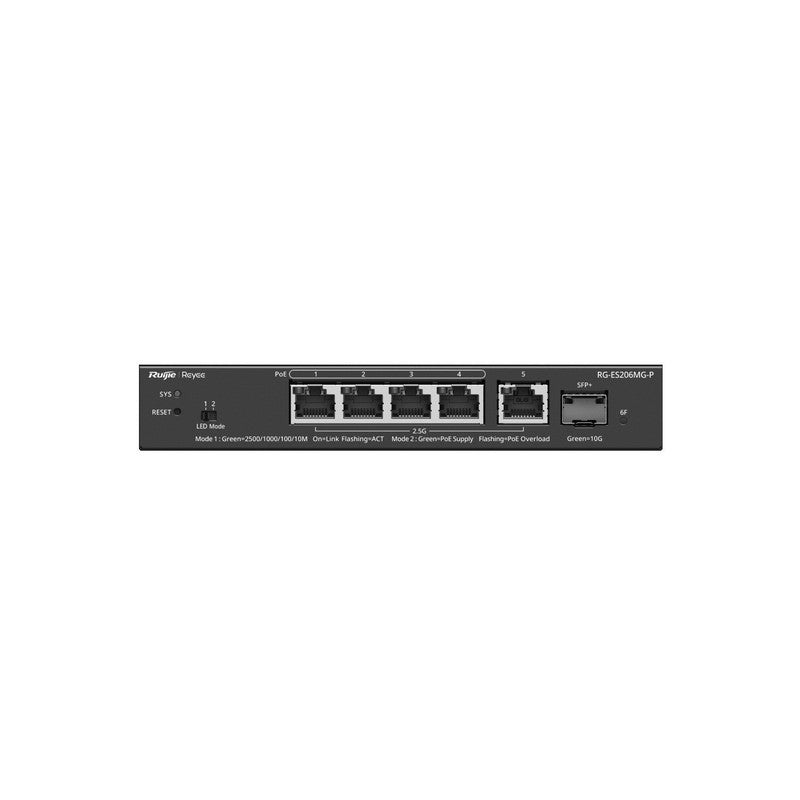 Ruijie Reyee Rg-es206mg-p 5-port 2.5g Cloud Managed POE Switch With 4 Poe+ Ports, 1 X 10ge Sfp+ Uplink, 70w POE Budget