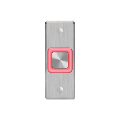 Rosslare Push Button Silver Illuminated Square Button On Curved Edge Slim/ Mullion Stainless Steel Plate With No Text Ip65 Single Pole/double Throw (sp/dt) 12-24vdc Momentary