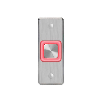Rosslare Push Button Silver Illuminated Square Button On Curved Edge Slim/ Mullion Stainless Steel Plate With "exit" Engraved Ip65 Single Pole/double Throw (sp/dt) 12-24vdc Momentary