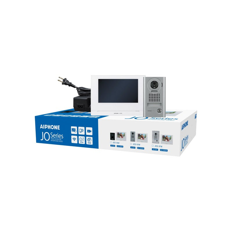 Aiphone Jos-1vw Jo Series Video Intercom Kit 1x Jo-dv Surface Mount Door Station 1x Jo-1mdw 7 Inch Touch Screen Wifi 18vdc White