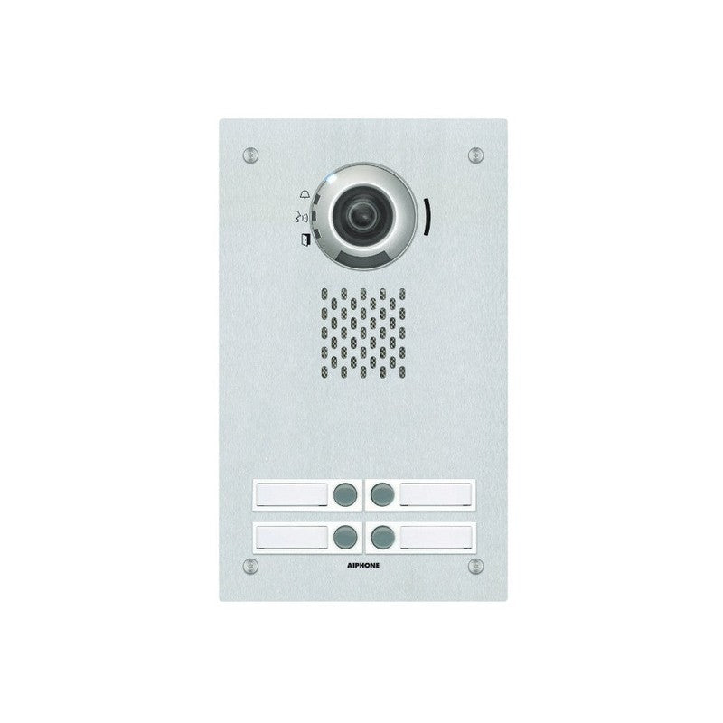 Ix Series IP Intercom 4 Button Audio/video Door Station Silver Commercial Mechanical Button 1.23mp Stainless Steel Ip65 Ik08 H.264 Lock Output(dry Contact) Alarm Input Sub Door Station Up To 32gb Micro SD Card 48v POE Switch