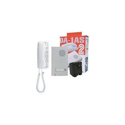 Aiphone Da-1ask Da Series 2-wire Audio Intercom Kit 1xda-1ds 1-button Door Station 1xda-1md Handset 1x15vac Power Supply Silver/white