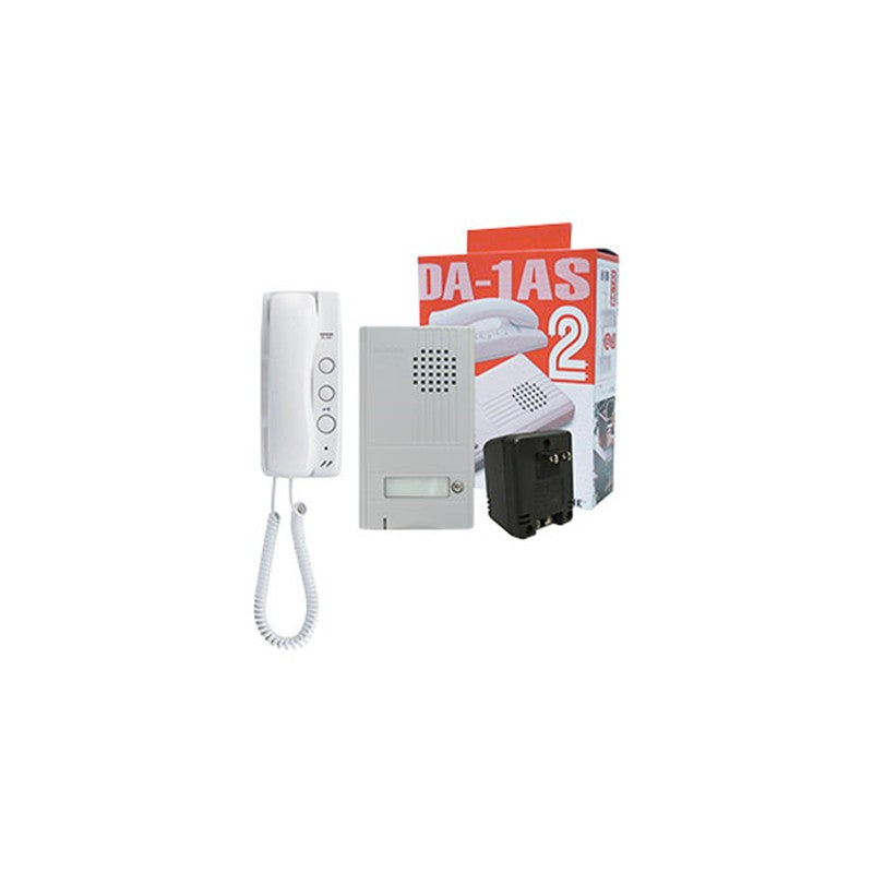 Aiphone Da-1ask Da Series 2-wire Audio Intercom Kit 1xda-1ds 1-button Door Station 1xda-1md Handset 1x15vac Power Supply Silver/white