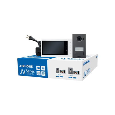 Aiphone Jvs-1v Jv Series Video Intercom Kit 7 Inch Monitor Jv-1md 1x Video Door Station Jv-dv Ps-2420ul 24vdc Power Supply White/black
