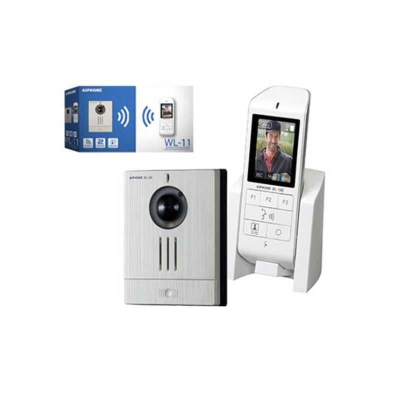 Aiphone Wl-11 IP Video Intercom Kit 2.4 Inch Monitor Handset Wl-1me 1 Button Door Station Wl-da Charging Station Silver/white