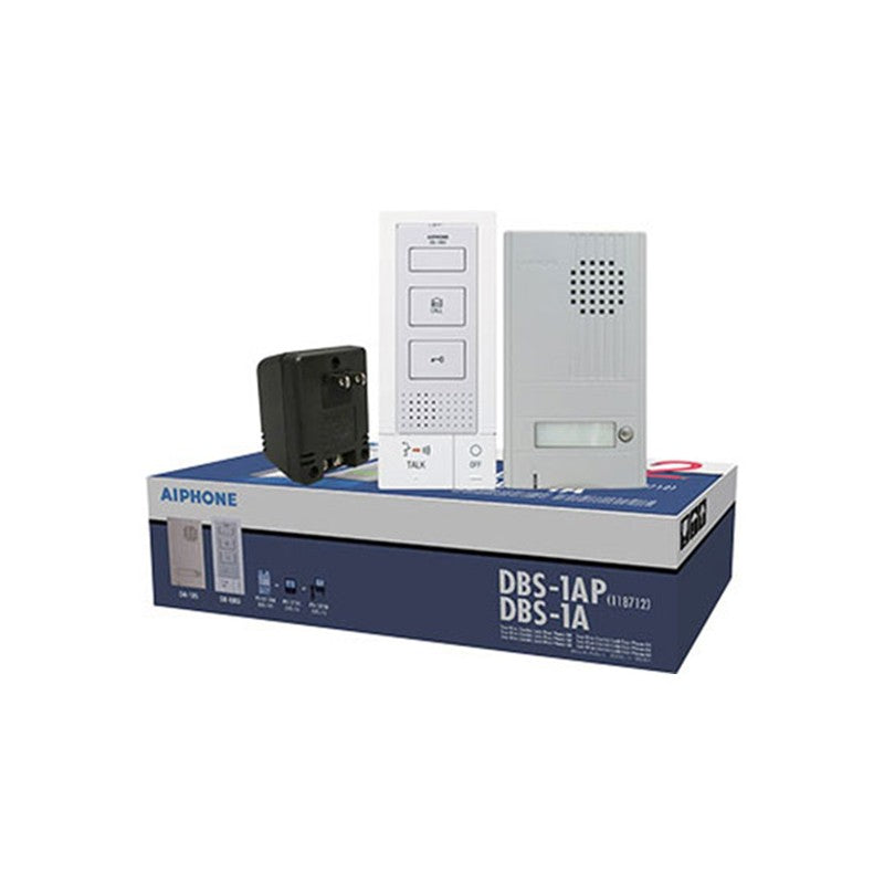 Aiphone Dbs-1ak Hands-free 2-wire Audio Intercom Kit 1x Da-1ds Door Station Silver 1x Db-1md Audio Unit White 16vac Psu