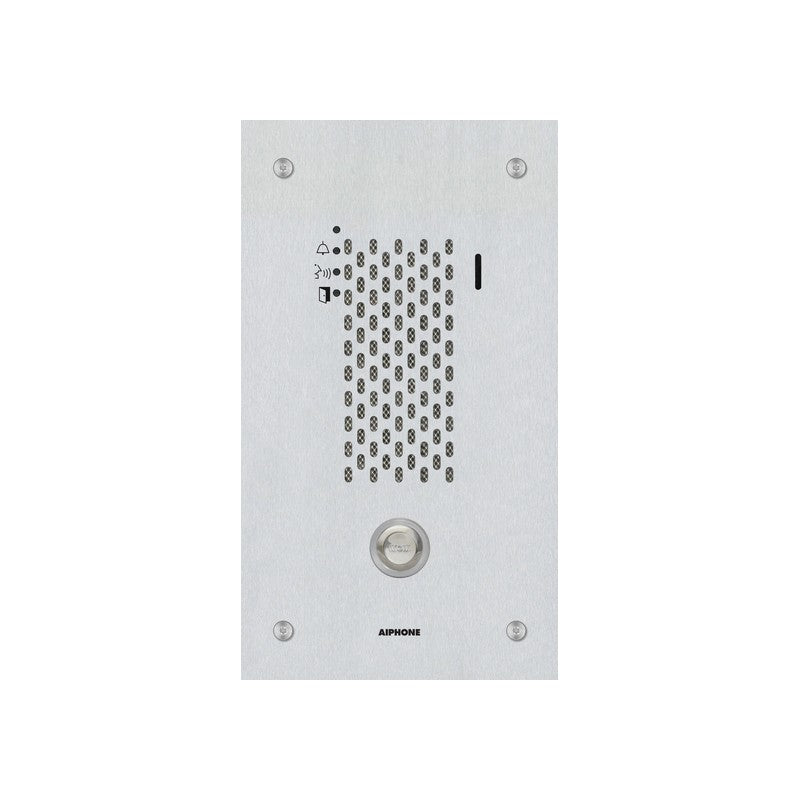 Ix Series IP Intercom 1 Button Audio Door Station Silver Commercial Mechanical Button Stainless Steel Ip65 Ik07 Lock & Auxiliary Output Alarm Input Sub Door Station Up To 32gb Micro SD Card 24vdc/48v POE Switch
