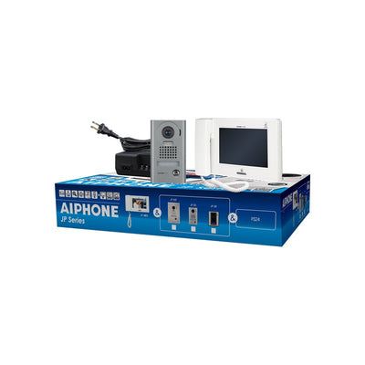 Aiphone Jps-4aedv Jp Series Video Intercom Kit 7 Inch Touchscreen Monitor Jp-dv 1 Button Video Door Station Ik08 24vdc Max 4 Door 8 Room White/silver