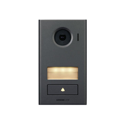 Jv Series 2-wire Intercom Vertical 1 Button Audio/video Door Station Black Residential/commercial Mechanical Button 1.3mp Metal Ip54 Ik08 Lock & Auxiliary Output Alarm Input Power By Monitor Bus