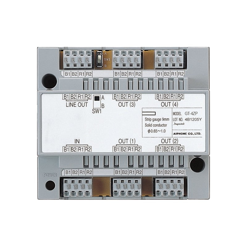 Aiphone Gt-4zp Gt Series 4-way Video Power Distribution Adaptor Din Mount 24vdc Grey 107.95hx122.24wx60.32d (mm)