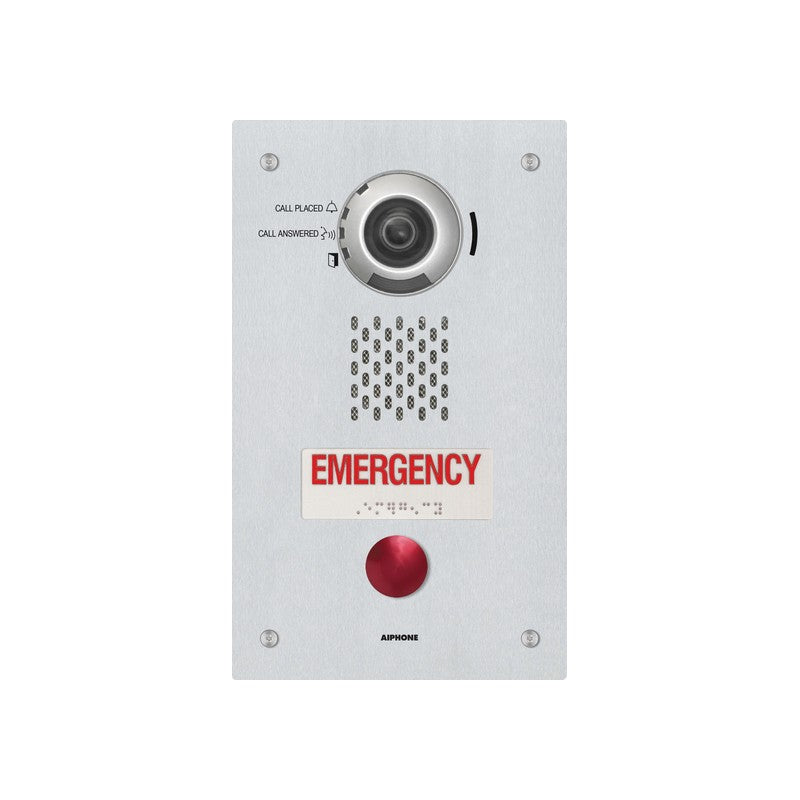 Ix Series IP Intercom 1 Button Emergency Audio Video Door Station Silver Commercial Mechanical Button 1.23mp Stainless Steel Ip65 Ik08 H.264 Lock Output(dry Contact) Alarm Input Sub Door Station Up To 32gb Micro SD Card 24vdc/48v POE Switch