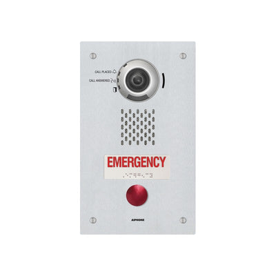 Ix Series IP Intercom 1 Button Emergency Audio Video Door Station Silver Commercial Mechanical Button 1.23mp Stainless Steel Ip65 Ik08 H.264 Lock Output(dry Contact) Alarm Input Sub Door Station Up To 32gb Micro SD Card 24vdc/48v POE Switch