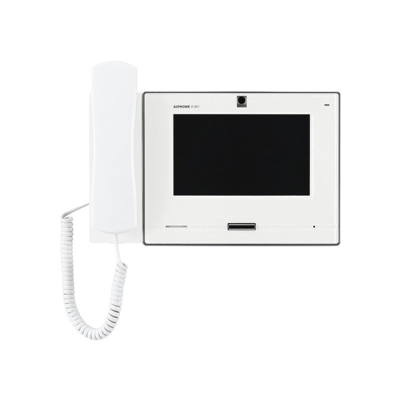 Ix Series IP Intercom Monitor With Handset White Commercial 7 Inch Display Touchscreen Plastic H.264 Lock Output(dry Contact) Alarm Input Sub Door Station Up To 128gb Micro SD Card 48v POE Switch