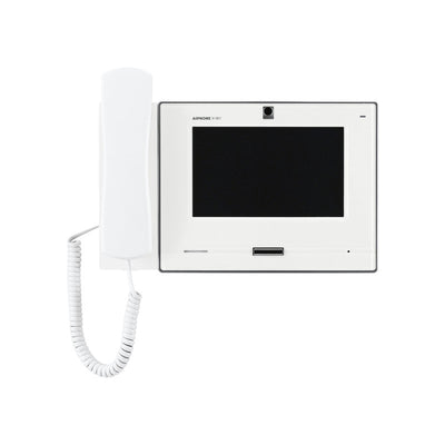 Ix Series IP Intercom Monitor With Handset White Commercial 7 Inch Display Touchscreen Plastic H.264 Lock Output(dry Contact) Alarm Input Sub Door Station Up To 128gb Micro SD Card 48v POE Switch