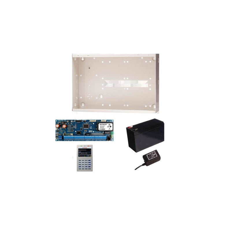 Bosch 6000 Hardwired Alarm Kit Includes 1x Solution 6000 Pcb With Prox Keypad 1x Mw350 Metal Enclosure 1x 12v7ah Battery 1x 18vac Power Supply No Pir