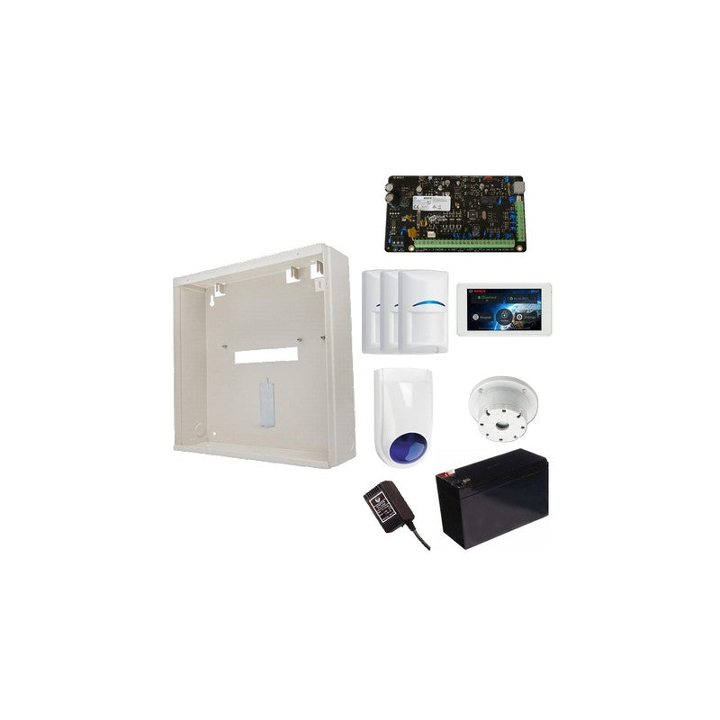 Bosch 3000 Hardwired Alarm Kit Includes 1x Solution 3000 Pcb 1x 5" Touchscreen 3x Blue Line Tritech Pet Pirs 1x Mw250 Metal Enclosure 1x 12v7ah Battery 1x 18vac Power Supply 1x Slimline Strobe/siren 1x Surface Mounted Piezo