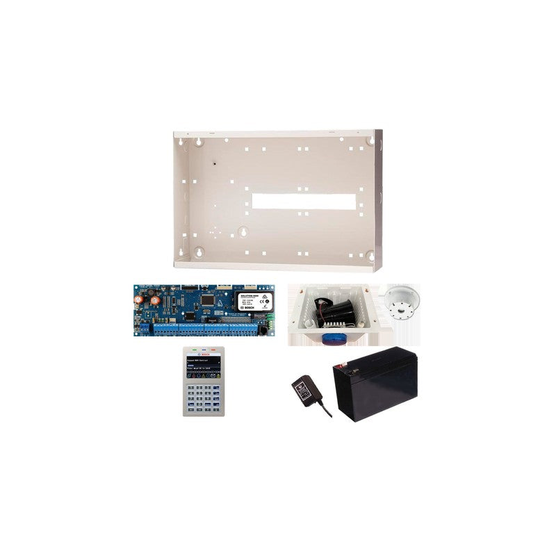 Bosch 6000 Hardwired Alarm Kit Includes 1x Solution 6000 Pcb With Prox Keypad 1x Mw350 Metal Enclosure 1x 12v7ah Battery 1x 18vac Power Supply 1x Strobe/siren/piezo No Pir