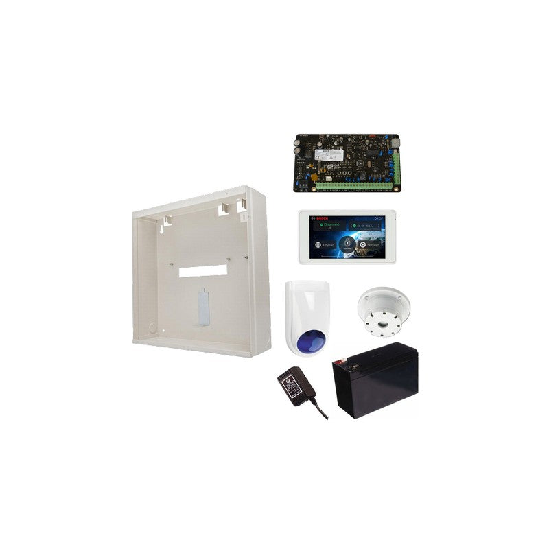 Bosch 3000 Hardwired Alarm Kit Includes 1x Solution 3000 Pcb 1x 5" Touchscreen 1x Mw250 Metal Enclosure 1x 12v7ah Battery 1x 18vac Power Supply 1x Slimline Strobe/siren 1x Surface Mounted Piezo No Pir