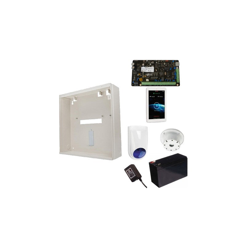 Bosch 3000 Hardwired Alarm Kit Includes 1x Solution 3000 Pcb 1x 7" Touchscreen 1x Mw250 Metal Enclosure 1x 12v7ah Battery 1x 18vac Power Supply 1x Slimline Strobe/siren 1x Surface Mounted Piezo No Pir