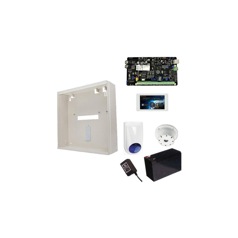 Bosch 2000 Hardwired Alarm Kit Includes 1x Solution 2000 Pcb 1x 5" Touchscreen 1x Mw250 Metal Enclosure 1x 12v7ah Battery 1x 18vac Power Supply 1x Slimline Strobe/siren 1x Surface Mounted Piezo No Pir