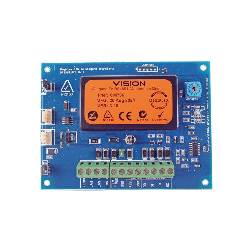 Bosch Solution 6000/ 6000-ip/ 144 Hardwired Wiegand To Rs485 Converter/ Module Blue Pcb Enclosure Mount 100g 10-14vdc Compatable With 26-40 Bit Wiegand Readers